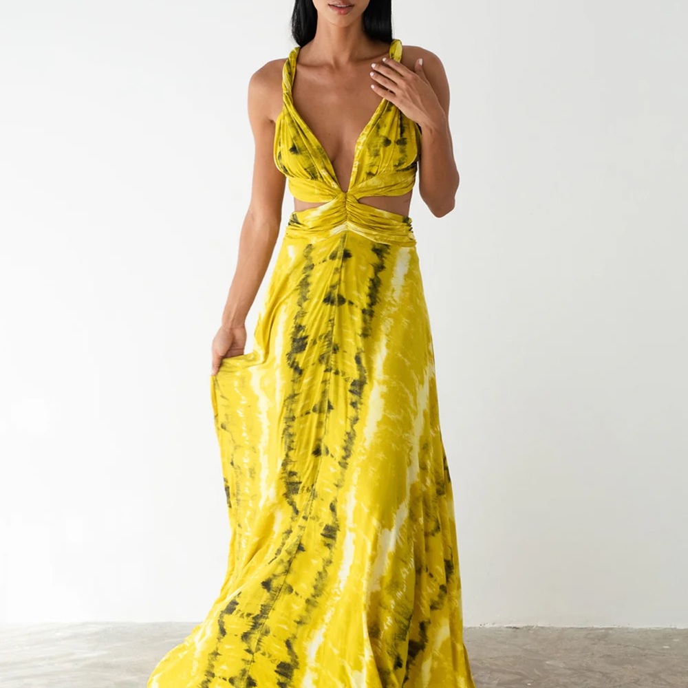 Yellow Tie-Dye Maxi Dress